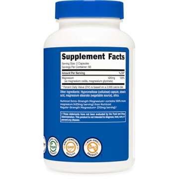 Nutricost Magnesium+ Extra Strength 420mg, 120 Capsules - 60 Servings. Magnesium Oxide and Glycinate - Non-GMO, Gluten Free, Vegan Friendly
