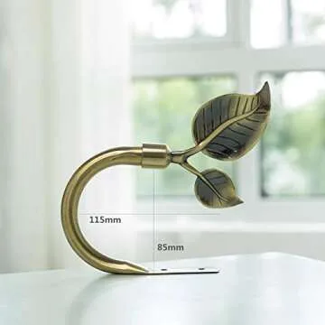 HIKMLK Leaf Shaped Curtain Holdbacks 2pcs, Handmade Metal Curtain Side Holders for Wall, Antique Bronze Brass Curtain Tieback Hook Pull Backs for Drapes Window Home Decoration