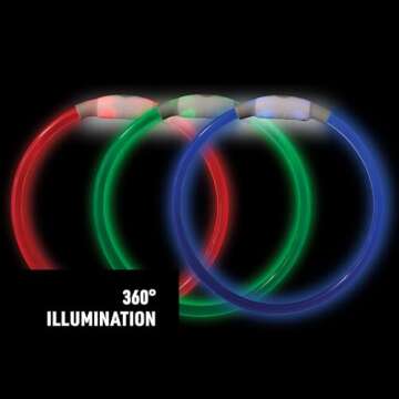 Nite Ize NiteHowl Rechargeable LED Safety Necklace - Adjustable LED Light Dog Necklace - Rechargeable Dog Collar Light for Night Safety - Dog Accessories for Collars - Multicolor