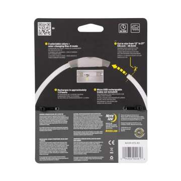 Nite Ize NiteHowl Rechargeable LED Safety Necklace - Adjustable LED Light Dog Necklace - Rechargeable Dog Collar Light for Night Safety - Dog Accessories for Collars - Multicolor