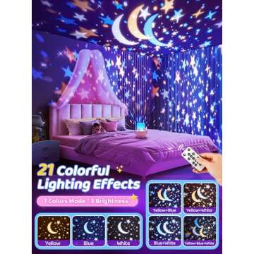 Night Light for Kids, 315 Colors+15 Films Star Projector for Kids Night Light Projector,Remote+360°Star Lights for Ceiling,10 Music+1200mah Night Light for Kids Night Light Projector Girls Room Decor