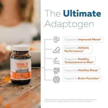 Ashwa-70®: Ashwagandha Extract - 35% Withanolides | Max Strength, Highest Withanolide Concentration - Mood & Performance - Enhanced Absorption with BioPerine® Black Pepper (60 Capsules)
