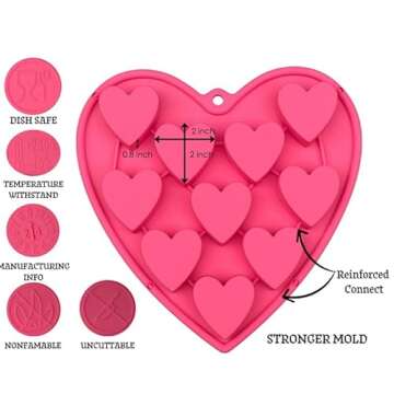 MarStore Heart Shaped Cake Pans - Nonstick Silicone Mold for Heart-Shaped Desserts