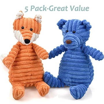 LECHONG 5-Pack Dog Squeaky Plush Toys for Happy Pups