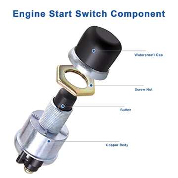 Weatherproof Engine Push Button Start Switch for Vehicles