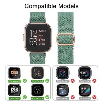 Tobfit Elastic Bands Compatible with Fitbit Versa 2, Stylish Adjustable Stretchy Nylon Replacement B...