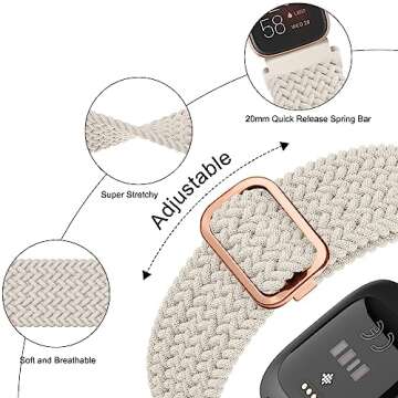 Tobfit Adjustable Elastic Bands for Fitbit Versa 2 Watches