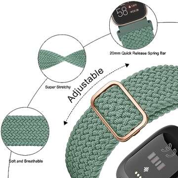 Tobfit Adjustable Elastic Bands for Fitbit Versa 2 Watches