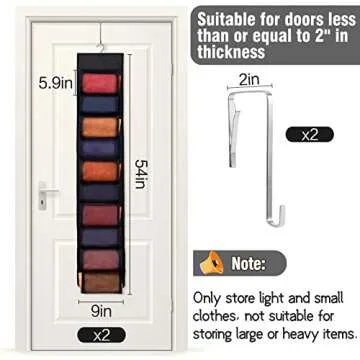 Aulock 2 Pack Legging Storage Organizer, Hanging Closet Organizer System, Black Clothes Closets Holder with 20 Roll Independent Compartments for Yoga T-Shirts Bras Socks Pants Tank Top Towel