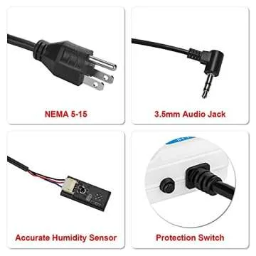 WILLHI WH1436H 110V Digital Air Humidity Controller with LCD Display High Accuracy Humidity Sensor & 118'' Power Cable, Humidification Mode & Dehumidification Mode+1pc Extra Sensor
