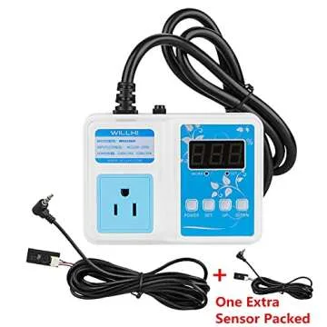 WILLHI WH1436H 110V Digital Air Humidity Controller with LCD Display High Accuracy Humidity Sensor & 118'' Power Cable, Humidification Mode & Dehumidification Mode+1pc Extra Sensor