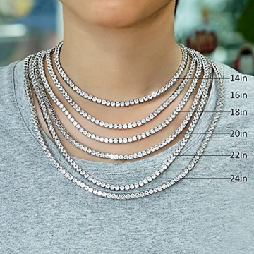 Elegant Tennis Necklace | 18K White Gold Plated Shine