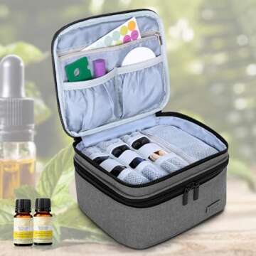 LUXJA Essential Oil Carrying Case - Holds 30 Bottles (5ml-30ml, Also Fits for Roller Bottles), Doubl...