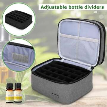 LUXJA Essential Oil Carrying Case - Holds 30 Bottles (5ml-30ml, Also Fits for Roller Bottles), Double-Layer Organizer for Essential Oil and Accessories, Gray (Bag Only)
