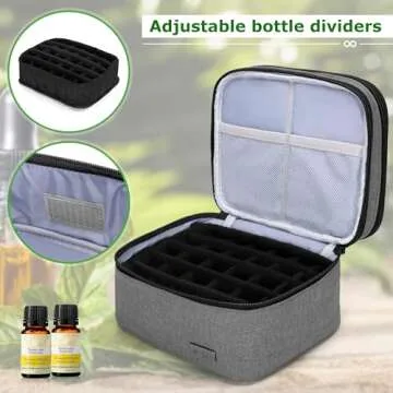 LUXJA Essential Oil Carrying Case - Holds 30 Bottles (5ml-30ml, Also Fits for Roller Bottles), Double-Layer Organizer for Essential Oil and Accessories, Gray (Bag Only)