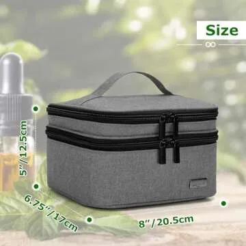 LUXJA Essential Oil Carrying Case - Holds 30 Bottles (5ml-30ml, Also Fits for Roller Bottles), Double-Layer Organizer for Essential Oil and Accessories, Gray (Bag Only)