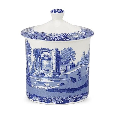 Spode Blue Italian Storage Jar | 7.5 Inch Kitchen Canister for Countertop | Large Storage Jar with A...
