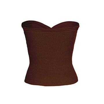 Stylish ISZPLUSH Women's Strapless Crop Top in Coffee