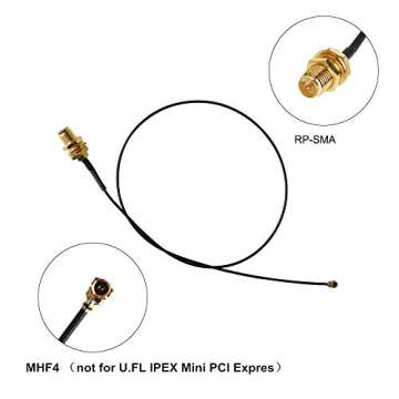 10dBi 2.4GHz 5GHz 5.8G Dual Band WiFi RP-SMA Male High Gain Antenna & MHF4 IPEX 4 to RP SMA Female C...