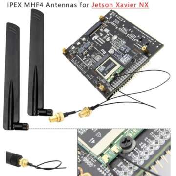 10dBi 2.4GHz 5GHz 5.8G Dual Band WiFi RP-SMA Male High Gain Antenna & MHF4 IPEX 4 to RP SMA Female Cable Antenna for NGFF M.2 AX200 9260 WiFi Card Wireless Routers PC Repeater Desktop PC FPV UAV Drone