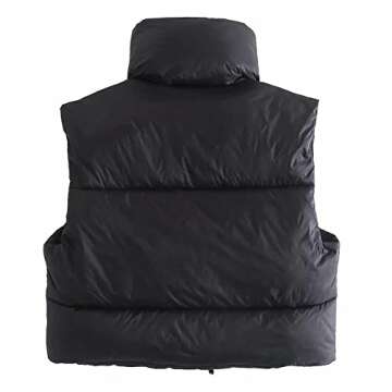 KEOMUD Women's Winter Crop Vest Lightweight Sleeveless Warm Outerwear Puffer Vest Padded Gilet Black...
