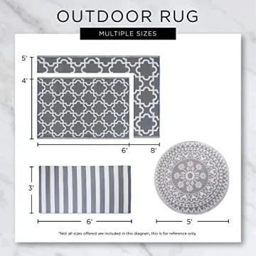 DII Outdoor Rug Collection Reversible Woven Polypropylene Plastic Straw Mat, 4x6-Feet, Black & White