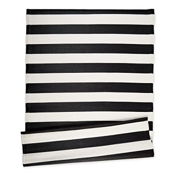 DII Outdoor Rug Collection Reversible Woven Polypropylene Plastic Straw Mat, 4x6-Feet, Black & White