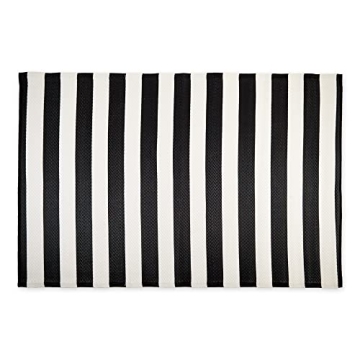 DII Outdoor Rug Collection Reversible Woven Polypropylene Plastic Straw Mat, 4x6-Feet, Black & White