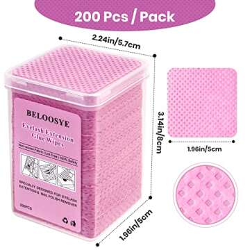400 PCS Lint Free Nail Wipes, Eyelash Extension Glue Wipes, Super Absorbent Soft Non-woven Fabric La...