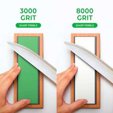 Sharp Pebble Premium Whetstone Knife Sharpening Stone 2 Side Grit 3000/8000 Wetstone Kit -Wetstone Kitchen Knife Sharpener with Non-Slip Bamboo Base & Flattening Stone