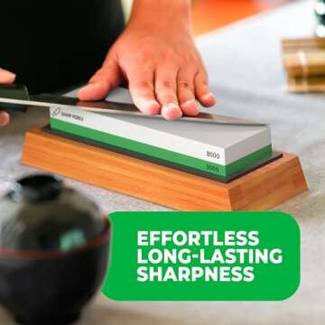 Sharp Pebble Premium Whetstone Knife Sharpening Stone 2 Side Grit 3000/8000 Wetstone Kit -Wetstone Kitchen Knife Sharpener with Non-Slip Bamboo Base & Flattening Stone