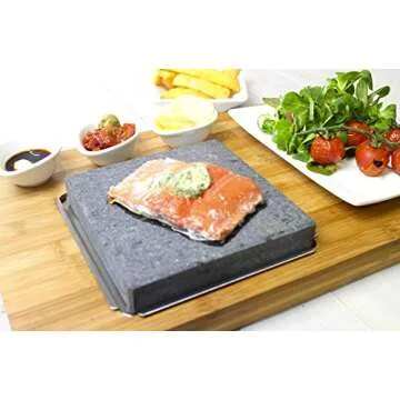 Black Rock Grill Steak On The Stone Set, Hot Rock Grill Table Top Lava Cooking Stone (One Gift Set)