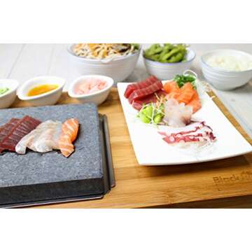 Black Rock Grill Steak On The Stone Set, Hot Rock Grill Table Top Lava Cooking Stone (One Gift Set)