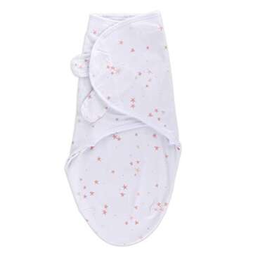 Ely's & Co. Adjustable Swaddles for Newborn, Baby Swaddles 0-3 Months, Velcro Swaddle Sack for Baby Girl, 100% Cotton, 2 Pack (Dusty Rose and Mauve Pink Star)