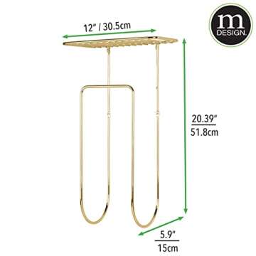 mDesign Steel Wall Mount Towel Rack Holder Organizer with Basket Shelf Storage for Bathroom, Kitchen, Laundry Room - Holds Towels, Washcloths, Hand Towels - Concerto Collection - Soft Brass