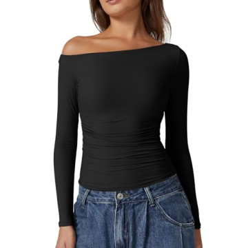 QINSEN Off-Shoulder Long Sleeve Top | Chic Women’s Fashion