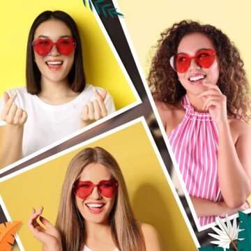 RTBOFY 2 Pack Heart Sunglasses for Women Rimless Heart Shaped Glasses Bulk Party Favor Fun Decorations