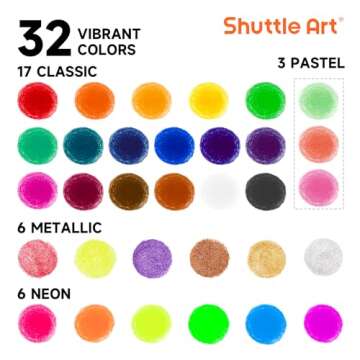 Shuttle Art Tempera Paint Sticks, 32 Colors Solid Tempera Paint for Kids, Super Quick Drying, No-Tox...