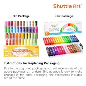 Shuttle Art Tempera Paint Sticks, 32 Colors Solid Tempera Paint for Kids, Super Quick Drying, No-Toxic, Works Great on Paper Wood Glass Ceramic Canvas