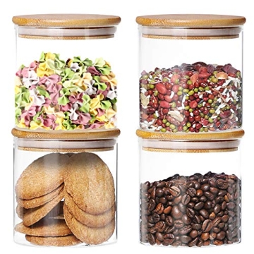 Dabacc 4 Pack Airtight Glass Storage Jars for Organizing