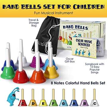 MINIARTIS Hand Bells for Kids | Educational Music Toys for Toddlers 8 Notes Colorful Handbells Set |...