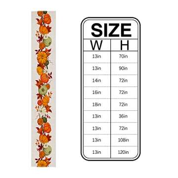 Autumn Maple Leaves Harvest Pumpkin Table Runners 120 Inches Long Washable Thanksgiving Table Runner for Round Table Kitchen Coffee Dining End Table Living Room Use