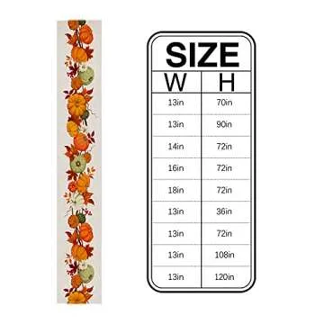 Autumn Maple Leaves Harvest Pumpkin Table Runners 120 Inches Long Washable Thanksgiving Table Runner for Round Table Kitchen Coffee Dining End Table Living Room Use