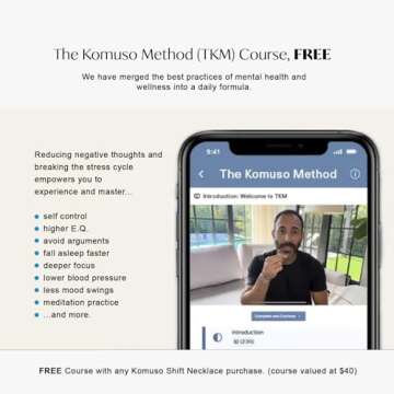 KOMUSO Breathing Necklace Classic Shift - For Breath Practice, Meditation, Stress and Anxiety Relief - Breathing Tool to Promote Calm, Mindfulness and Relaxation - Gold 28” Cable Chain