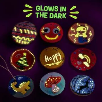 Dan&Darci Glow in The Dark Wood Painting Craft Kit for Kids - Arts and Crafts for Kid Ages 6 7 8 9 10 11 12 - Art Set Party Gift - Paint Kits 6-8, 8-12 - Gifts Summer Toys for Girls 8-12