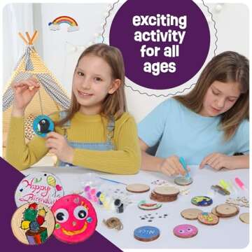 Dan&Darci Glow in The Dark Wood Painting Craft Kit for Kids - Arts and Crafts for Kid Ages 6 7 8 9 10 11 12 - Art Set Party Gift - Paint Kits 6-8, 8-12 - Gifts Summer Toys for Girls 8-12