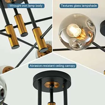 DDLLDESHI 6-Light Modern Glass Chandelier for Home