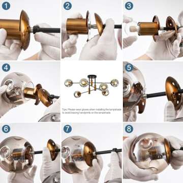 DDLLDESHI 6-Light Modern Glass Chandelier for Home