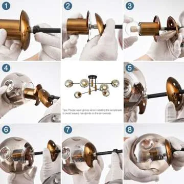 DDLLDESHI 6-Light Modern Glass Chandelier for Home