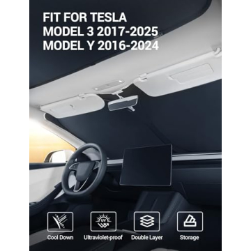 Basenor Tesla Model 3 Model Y Windshield Sunshade for Heat Protection